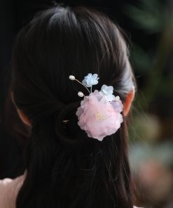 Floral Hanfu Hair Accessories Set, Elegant Hair Clips & Hairpins for Fairy-Like Girls, Tang Style Ancient Costume Ornaments