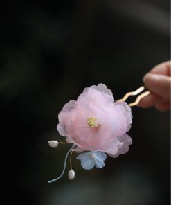 Floral Hanfu Hair Accessories Set, Elegant Hair Clips & Hairpins for Fairy-Like Girls, Tang Style Ancient Costume Ornaments