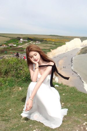 Floral Knitted Mesh Off-Shoulder Dress for Women - French Style Summer Dress with Sleeveless Design