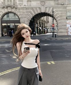 Floral Knitted Mesh Off-Shoulder Dress for Women - French Style Summer Dress with Sleeveless Design