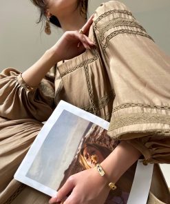 Floral Lotus Wood Shadow Long Skirt Dress - Gentle Temperament, Slim Fit, Spring Style, French Lace, Tencel Fabric