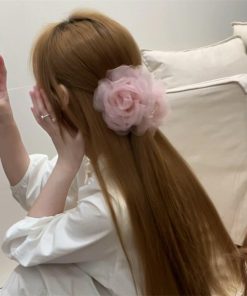 Floral Mesh Hair Clip for Women - 2025 Vacation Style Hair Accessory for Back of Head - High-End Feel, Trendy Floral Design