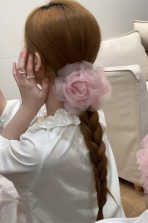 Floral Mesh Hair Clip for Women - 2025 Vacation Style Hair Accessory for Back of Head - High-End Feel, Trendy Floral Design