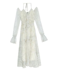 Floral Print Off-Shoulder Dress with Ruffled Hem, Waist-Cinching Design, Tie-Dye, Irregular Short Skirt for Spring and Summer