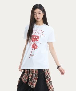 Floral Print Short Sleeve T-Shirt for Women - Summer Breathable Loose Fit Top in Trendy American Style