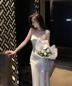 Floral Satin Mermaid Slip Dress for Women - Waist-Cinching Bodycon Long Dress, Elegant Design for Spring and Summer Fashion