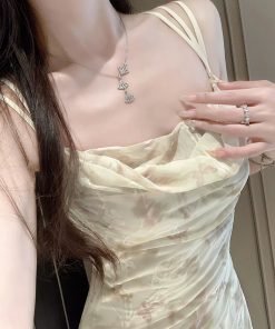 Floral Sexy Spaghetti Strap Dress for Women - Waist-Cinching Mermaid Skirt, Summer 90s Style, Elegant Evening Wear