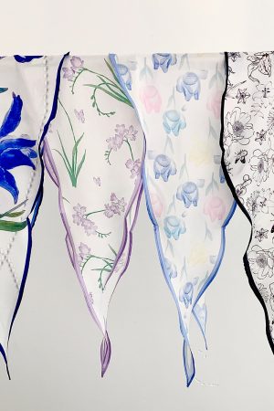 Floral Small Square Scarf for Women - Summer Versatile Long Strip Hair Tie Bow Hairband Headwear Accessory