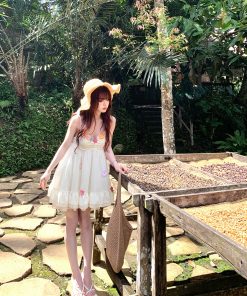 Floral Spaghetti Strap Dress for Women, Spring French-Style Vacation Wear, Sweet Slim Fairy Short Skirt, Summer 90s Y2K Fashion