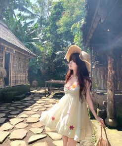 Floral Spaghetti Strap Dress for Women, Spring French-Style Vacation Wear, Sweet Slim Fairy Short Skirt, Summer 90s Y2K Fashion