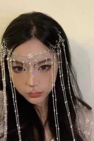 Floral Tassel Forehead Hairpin - Vintage Fairy Water Droplet Headpiece for Hanfu Ancient Style, Trendy Hair Accessory