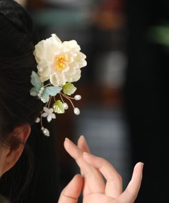 Floral U-Shaped Hairpin and Coiled Hairpin Set for Tang-Style Qipao and Hanfu, Ancient Style Hair Accessories