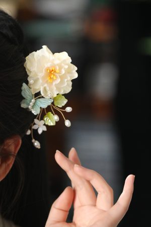 Floral U-Shaped Hairpin and Coiled Hairpin Set for Tang-Style Qipao and Hanfu, Ancient Style Hair Accessories