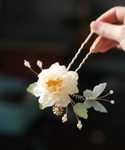 Floral U-Shaped Hairpin and Coiled Hairpin Set for Tang-Style Qipao and Hanfu, Ancient Style Hair Accessories