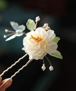 Floral U-Shaped Hairpin and Coiled Hairpin Set for Tang-Style Qipao and Hanfu, Ancient Style Hair Accessories