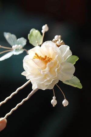 Floral U-Shaped Hairpin and Coiled Hairpin Set for Tang-Style Qipao and Hanfu, Ancient Style Hair Accessories