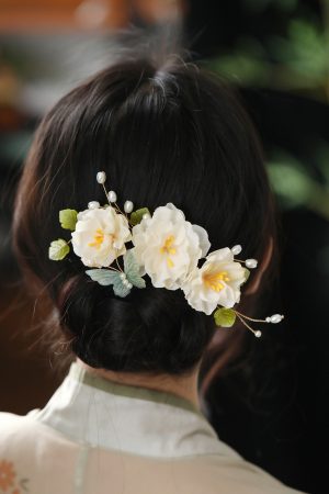 Floral U-Shaped Hairpin and Coiled Hairpin Set for Tang-Style Qipao and Hanfu, Ancient Style Hair Accessories