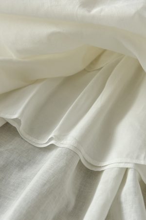 Flowy High-Waisted Pleated A-Line Skirt in White - Fairy-Like Ramie Cotton Design with Lining for Effortless Style