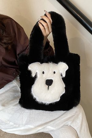 Fluffy Cartoon Plush Tote Bag for Women - Cute Spring Summer 2025 Fashion Handbag for Commuting and Everyday Use