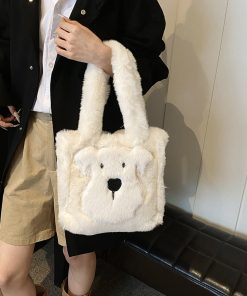 Fluffy Cartoon Plush Tote Bag for Women - Cute Spring Summer 2025 Fashion Handbag for Commuting and Everyday Use