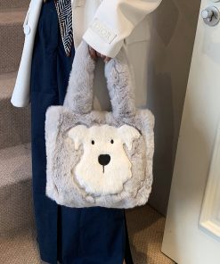 Fluffy Cartoon Plush Tote Bag for Women - Cute Spring Summer 2025 Fashion Handbag for Commuting and Everyday Use