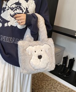 Fluffy Cartoon Plush Tote Bag for Women - Cute Spring Summer 2025 Fashion Handbag for Commuting and Everyday Use