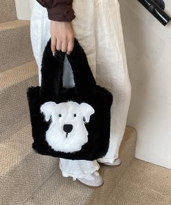 Fluffy Cartoon Plush Tote Bag for Women - Cute Spring Summer 2025 Fashion Handbag for Commuting and Everyday Use