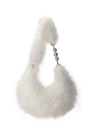 Fluffy Dumpling Shoulder Tote Bag in Cute Cheese Color - Plush Crossbody Bag for Women - Trendy Autumn Winter Style
