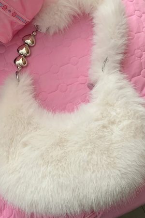 Fluffy Dumpling Shoulder Tote Bag in Cute Cheese Color - Plush Crossbody Bag for Women - Trendy Autumn Winter Style