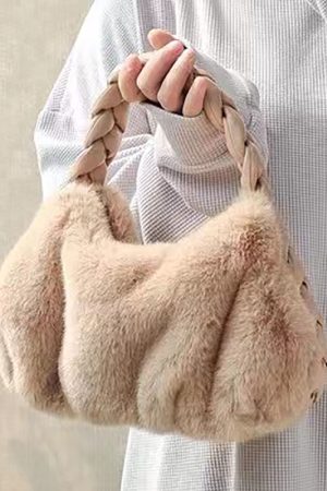 Fluffy Handbag for Women - 2025 High-End Plush Shoulder Bag, Versatile Underarm & Hand-Held Style