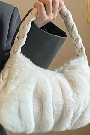 Fluffy Handbag for Women - 2025 High-End Plush Shoulder Bag, Versatile Underarm & Hand-Held Style