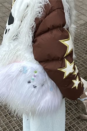 Fluffy Teddy Dog Plush Tote Bag for Autumn and Winter, Niche Designer Y2K Casual Shoulder Bag