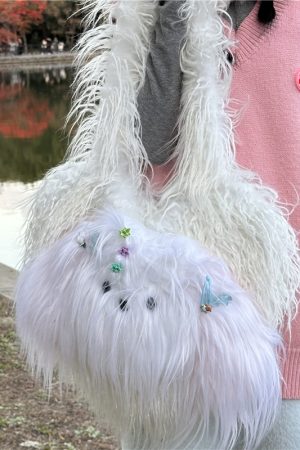 Fluffy Teddy Dog Plush Tote Bag for Autumn and Winter, Niche Designer Y2K Casual Shoulder Bag
