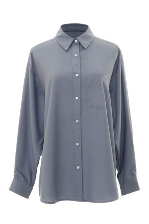 Fog Haze Blue Oversized Casual Shirt - High-Quality, Wrinkle-Resistant, Luxury Layered Loose Top for Women - 90s Inspired Fashion