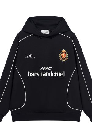 Football Club Sports Hooded Pullover Knitted Sweatshirt - Casual Streetwear, Athletic Style, Unisex Hoodie