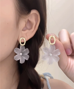 Forest-Style Floral Stud Earrings for Women - 2025 Summer Fresh Resin Flower Accessories