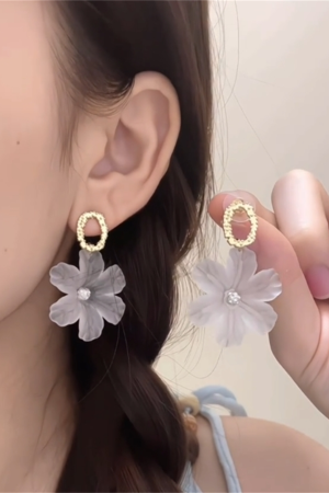 Forest-Style Floral Stud Earrings for Women - 2025 Summer Fresh Resin Flower Accessories