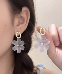 Forest-Style Floral Stud Earrings for Women - 2025 Summer Fresh Resin Flower Accessories