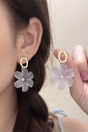 Forest-Style Floral Stud Earrings for Women - 2025 Summer Fresh Resin Flower Accessories