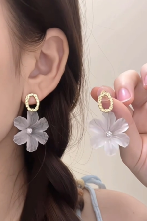 Forest-Style Floral Stud Earrings for Women - 2025 Summer Fresh Resin Flower Accessories