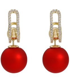 French Hepburn Style Red Bead Ear Studs - Multi-Wear High-End Earrings for Niche New Year Fashion