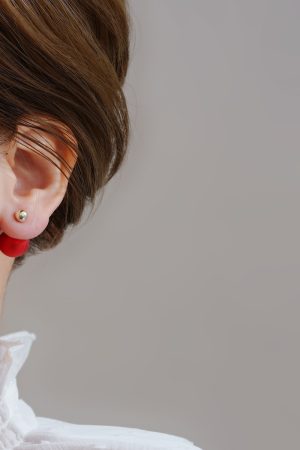 French Hepburn Style Red Bead Ear Studs - Multi-Wear High-End Earrings for Niche New Year Fashion