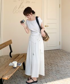 French Irregular Top and High-Waisted Skirt Two-Piece Set for Women â€“ Stylish Summer 2025 Fashion