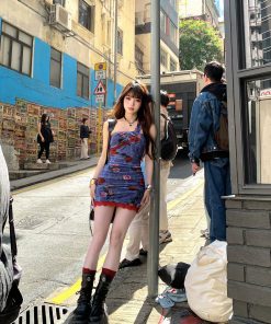 French Lace Sexy Dress with Waist-Defining Bodycon Fit - Women's Summer Short Skirt in Monet's Back Garden Style