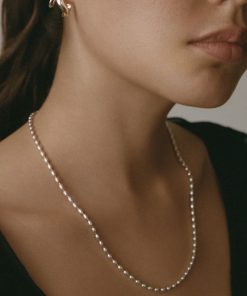 French Minimalist Bead Choker Necklace in Light Gold and Silver - Versatile European American Retro Style Jewelry