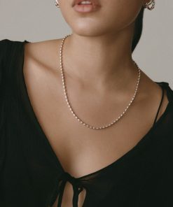French Minimalist Bead Choker Necklace in Light Gold and Silver - Versatile European American Retro Style Jewelry