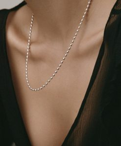 French Minimalist Bead Choker Necklace in Light Gold and Silver - Versatile European American Retro Style Jewelry