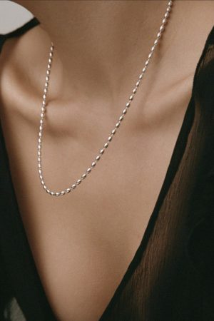 French Minimalist Bead Choker Necklace in Light Gold and Silver - Versatile European American Retro Style Jewelry