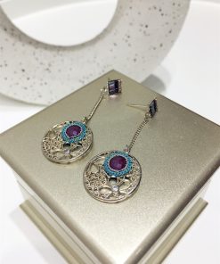 French Retro Ethnic Style Double-Sided Hollow Carved Round Long Earrings - Bohemian Vacation Accessories