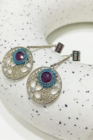 French Retro Ethnic Style Double-Sided Hollow Carved Round Long Earrings - Bohemian Vacation Accessories